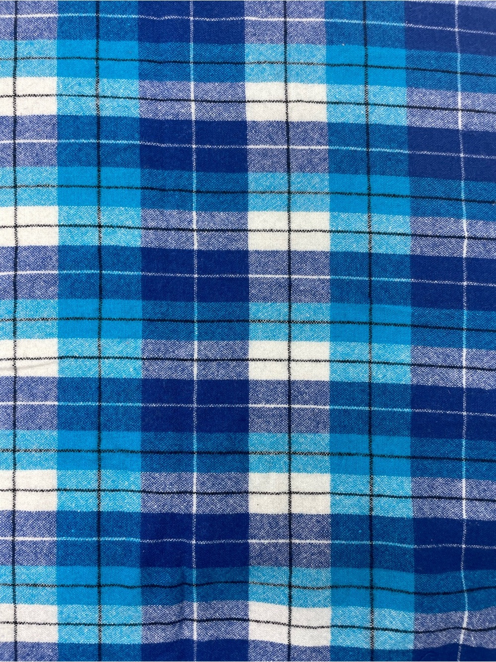 Vintage Blue Plaid Wool Fabric 60s 70s Retro